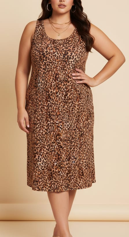 abito curvy animalier maculato 