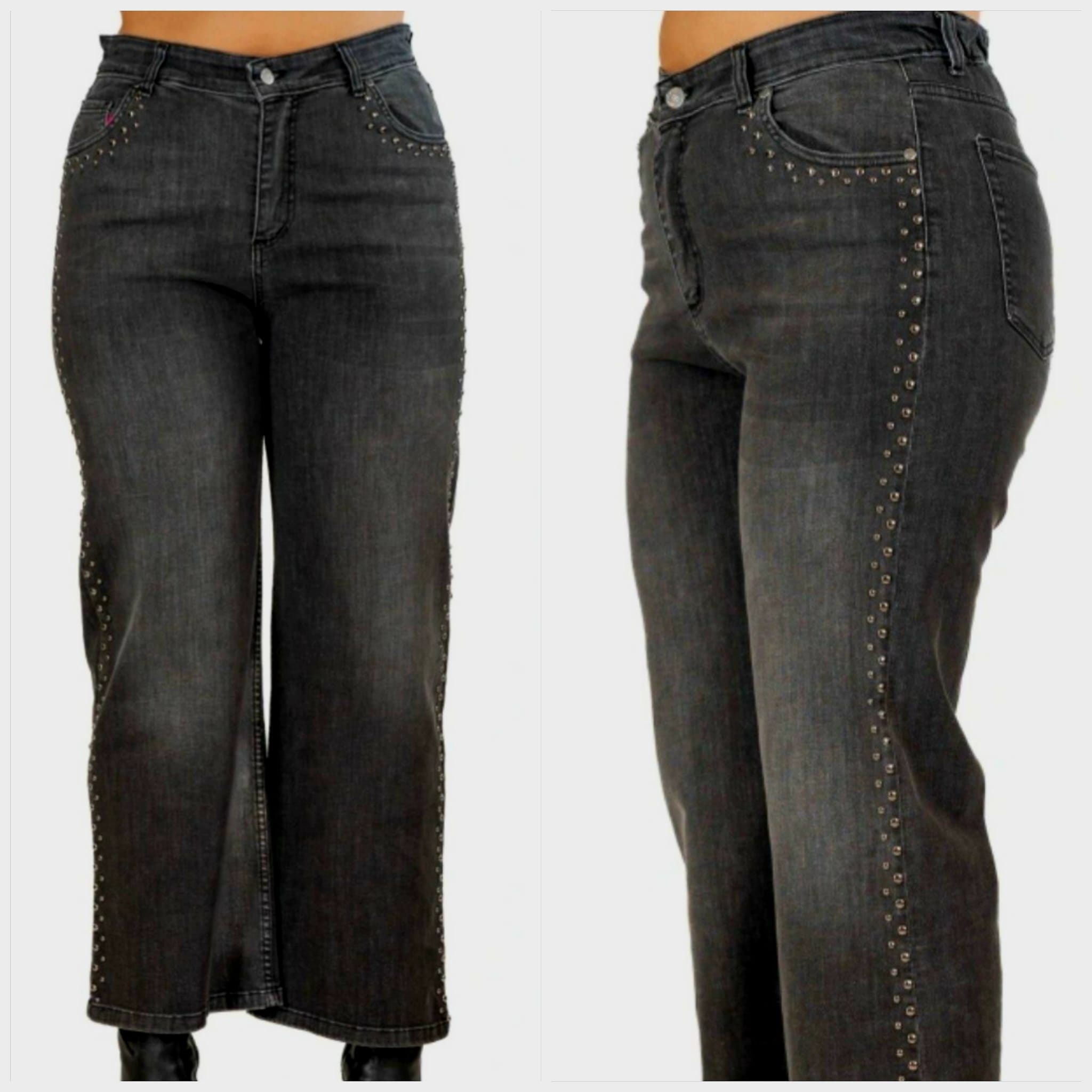 jeans palazzo curvy con borchie