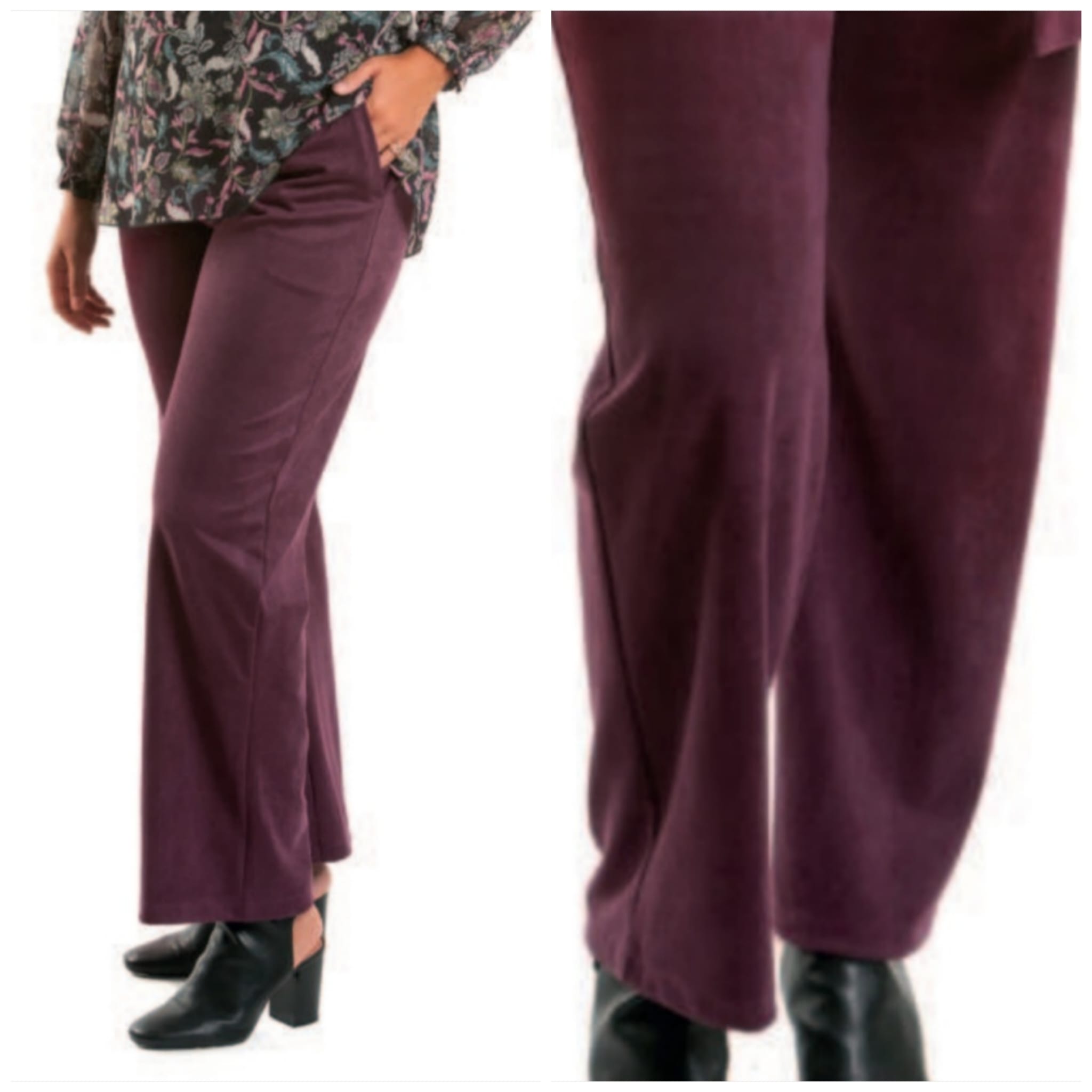 pantalone curvy palazzo bordo' vinaccia